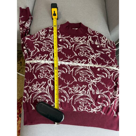 Amour Vert Women’s organic Cotton Burgundy sweater  boho  retro Size L relaxed - Picture 6 of 9